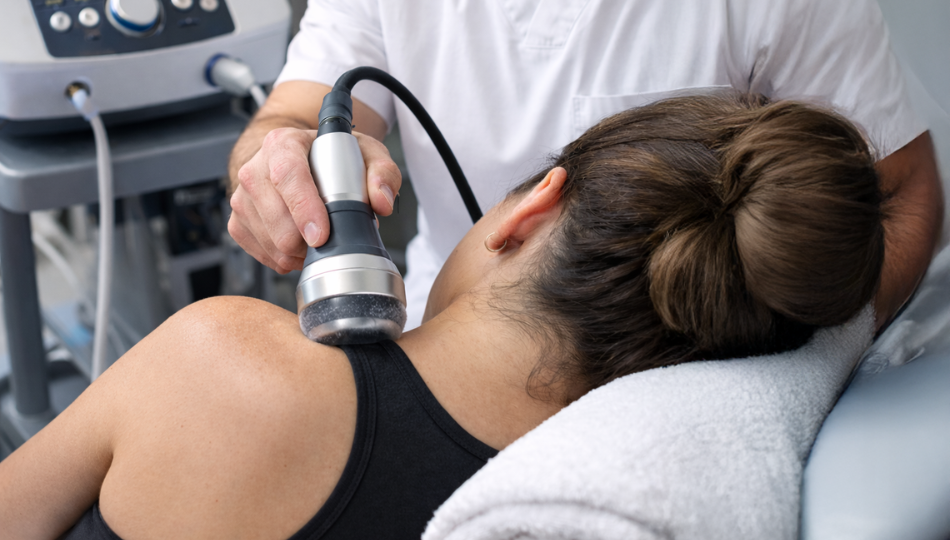 Ragazza che si sottopone alla crioultrasuonoterapia